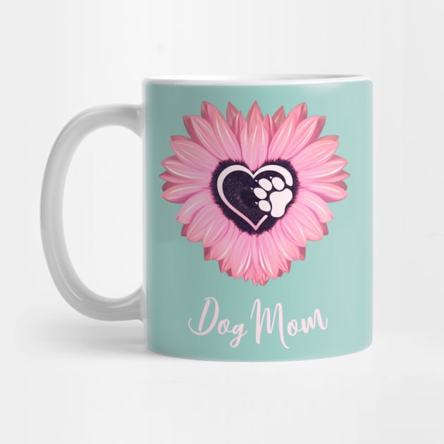 Dog mom pink sunflower paw print by Collagedream